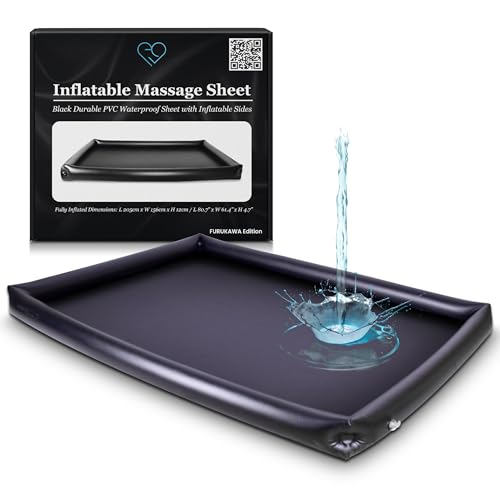 Aufblasbare Nuru-Massageliege mit aufblasbaren Seiten | Schwarz | Strapazierfähiges, wasserdichtes PVC | 205 x 156 x 12 cm | Schutz vor öl-, Wasser- und silikonbasierten Produkten von EROTICGEL