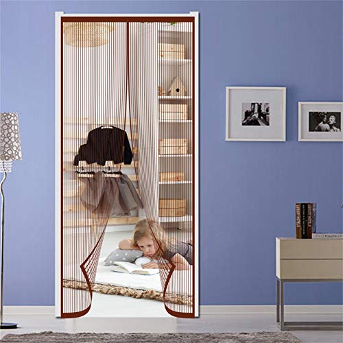ERPENG Magnetic Fly Screen Door 100x200cm Keep Bugs Out Lets Fresh Air in Anti Mosquito Mesh Fly Curtain Magnetic Soft Door Cool Summer for Kitchen/Bedroom/Air Conditioner Room, Brown von ERPENG