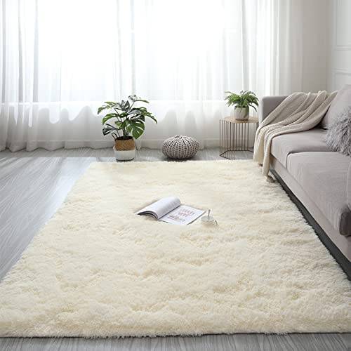 ERPENG Shaggy Teppich 80x180cm Anti-Rutsch Unterseite Wohnzimmerteppich Moderner Flauschiger für Flur Teppich Anti Rutsch Unterlage, Beige von ERPENG