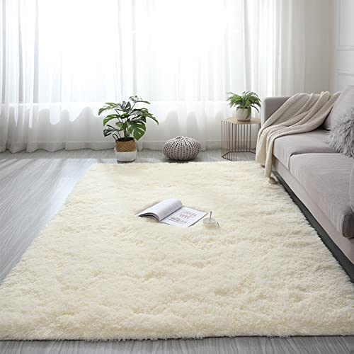 ERPENG Teppich 100x140cm Kunstfell Shaggy Flauschig Teppiche Modern Naturprodukt für Flur Teppich Anti Rutsch Unterlage, Beige von ERPENG