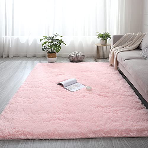 ERPENG Teppich 60x80cm Kunstfell Shaggy Flauschig Teppich Kunstfell Naturprodukt für Wohnzimmer, Kinderzimmer, Schlafzimmer Größen, Hellrosa von ERPENG