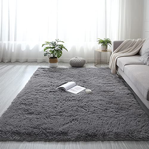 ERPENG Teppich Wohnzimmer 100x140cm Super Soft, Felloptik, Waschbar Lammfellimitat Teppich Naturprodukt für Wohnzimmer, Schlafzimmer, Kinderzimmer, Grau von ERPENG