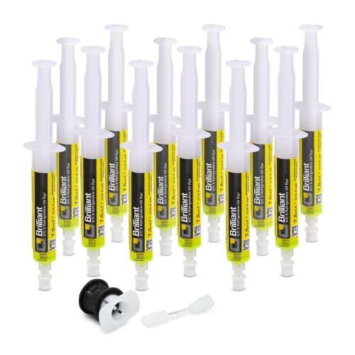 ERRECOM Brilliant - 12 x 7,5 ml, UV-Fluoreszenz-Tracer zum Aufspüren von Kältemittellecks in Autoklimaanlagen, inklusive R134a Adapter von ERRECOM