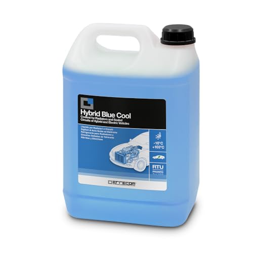 ERRECOM Hybrid Blue Cool, Kühlerflüssigkeit für Hybrid- und Elektrofahrzeuge -10°C/+103°C, Frostschutzmittel mit Oat-Inhibitor-Paket mit Phosphaten, gebrauchsfertig, 5 Liter von ERRECOM