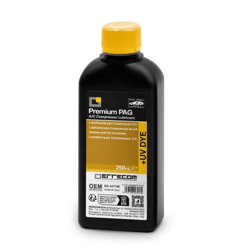 ERRECOM PAG Universal + UV DYE - 250 mL, Schmiermittel für konventionelle oder elektrische Kfz-Klimakompressoren, die mit den Kältemitteln Gas R134a und R1234yf betrieben Werden von ERRECOM