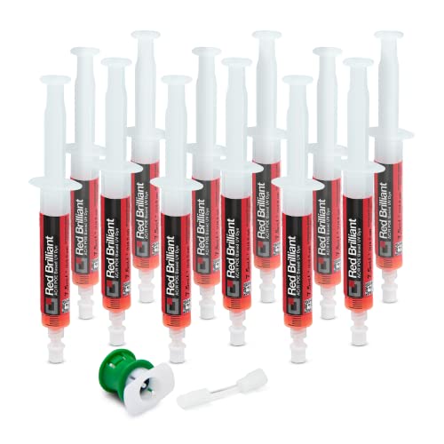 Errecom Red Brilliant - 12 x 7,5 ml, POE-basierter UV-Tracer zum Aufspüren von Kältemittellecks in Kfz-Klimaanlagen mit elektrischem Kompressor, inklusive Adapter für R1234yf von ERRECOM