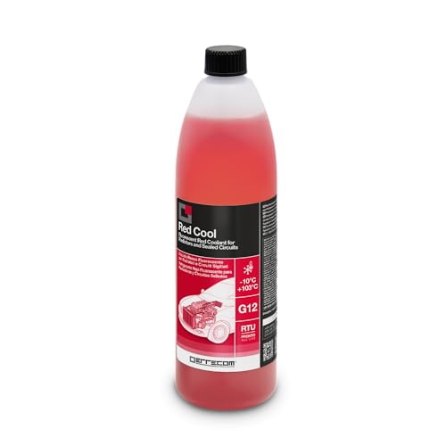 ERRECOM Red Cool, Rote Fluoreszierende Kühlerflüssigkeit -10°C, G12-Frostschutzmittel mit Oat-Inhibitorpaket auf organischer Basis, gebrauchsfertig, 1 Liter von ERRECOM