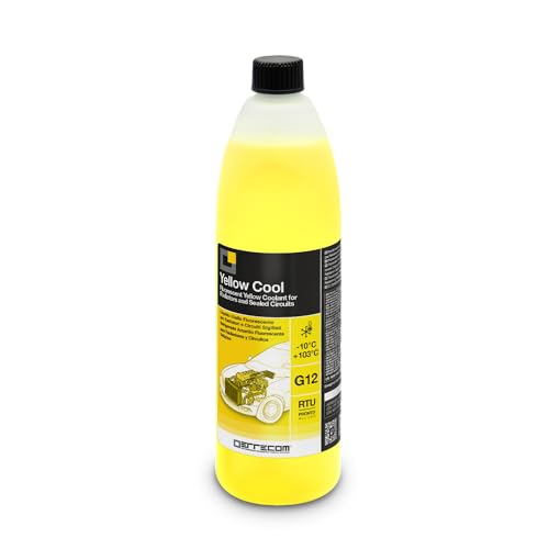 ERRECOM Yellow Cool, Gelbe Fluoreszierende Kühlerflüssigkeit -10°C, G12-Frostschutzmittel mit Oat-Inhibitorpaket auf organischer Basis, gebrauchsfertig, 1 Liter von ERRECOM