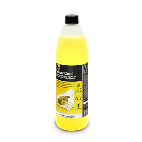 ERRECOM Yellow Cool, Gelbe Konzentrierte Fluoreszierende Kühlerflüssigkeit, G12-Frostschutzmittel mit Oat-Inhibitorpaket auf organischer Basis, 1 Liter von ERRECOM