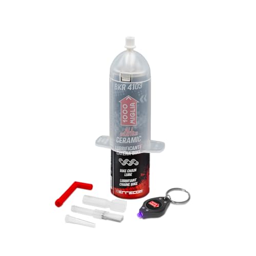 Errecom 1000 Miglia BKR 4103 ALL WEATHER Fahrradkette KERAMIK-Schmiermittel für jede Streckenbedingung, geschütztes Schmiermittel: kein Kontakt mit Treibgas, Bag on Valve 60 ml+ UV-Lampe von ERRECOM