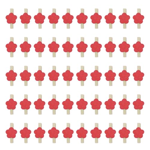 50 Stück Multifunktionale kleine Clips Blumen Foto Clips Klammern Holz Papierklemmen zum Aufhängen für Bilder Display von ERRORY