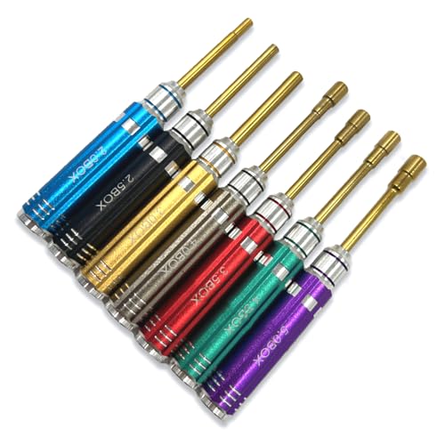 ERRORY Sechskantschlüssel-Set, verschiedene Messungen, farblich identifizierte Aufsätze, 2,0–5,0 mm, 7-teilig von ERRORY