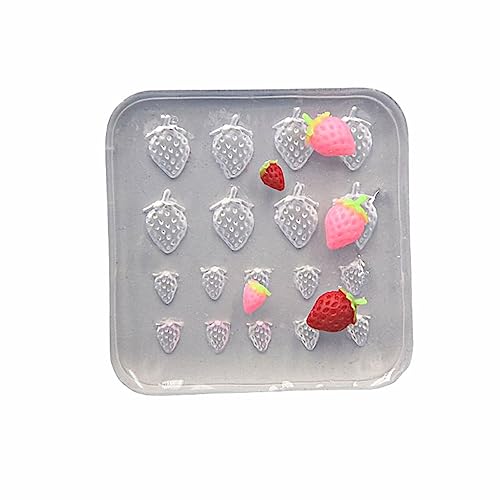 Kristall-Silikonform mit kleinen Erdbeeren, geeignet für Epoxidharz, Schmuckherstellung, Heimdekoration, Dekoration von ERRORY