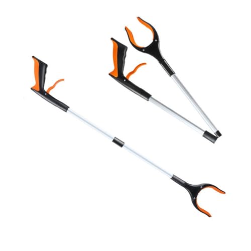 Platzsparende, ausziehbare Müllzange, rutschfeste Textur, verstärkter Aluminiumrahmen, ideal für Haushalt, Hof, Arbeit, Müll von ERRORY