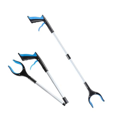 Platzsparende, ausziehbare Müllzange, rutschfeste Textur, verstärkter Aluminiumrahmen, ideal für Haushalt, Hof, Arbeit, Müll von ERRORY