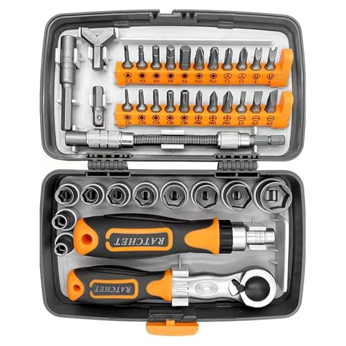 Ratschen-Schraubendreher mit Koffer für Elektronik-Reparatur, 38-in-1-Ratschen-Schraubendreher-Set mit Präzisions-Bit, Haushalt, Reparaturwerkzeug-Set von ERRORY