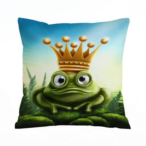 ERRTU Kissenbezug 40x40 cm,Cartoon Froschkönig wartet darauf, geküsst zu Werden,Dekokissen Kissenbezüge Deko Kissen Bezug Wohnzimmer Zierkissen für Sofa Stuhl Bett Garten ERRTU Kissenbezug 40x40 cm,Cartoon Froschkönig wartet darauf, geküsst zu Werden,Dekokissen Kissenbezüge Deko Kissen Bezug Wohnzimmer Zierkissen für Sofa Stuhl Bett Garten von ERRTU