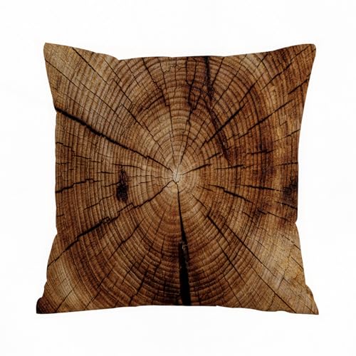 ERRTU Kissenbezug 40x40 cm,Holzstrukturschnitt aus Baumstamm, Draufsicht,Dekokissen Kissenbezüge Deko Kissen Bezug Wohnzimmer Zierkissen für Sofa Stuhl Bett Garten von ERRTU