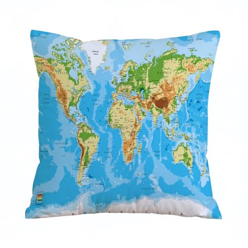 ERRTU Kissenbezug 45x45 cm,Die Weltkarte ist EIN großer Kontinent,Dekokissen Kissenbezüge Deko Kissen Bezug Wohnzimmer Zierkissen für Sofa Stuhl Bett Garten von ERRTU