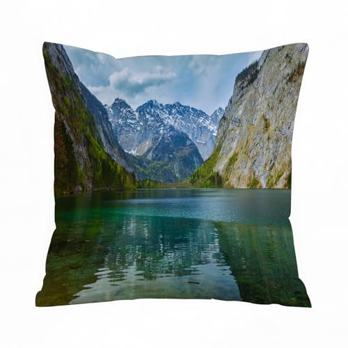 ERRTU Kissenbezug 50x50 cm,Landschaft, ruhiger Obersee im Tal der Alpen Deutschland Naturbild, hellblau Jade,Dekokissen Kissenbezüge Deko Kissen Bezug Wohnzimmer Zierkissen für Sofa Stuhl Bett Garten ERRTU Kissenbezug 50x50 cm,Landschaft, ruhiger Obersee im Tal der Alpen Deutschland Naturbild, hellblau Jade,Dekokissen Kissenbezüge Deko Kissen Bezug Wohnzimmer Zierkissen für Sofa Stuhl Bett Garten von ERRTU