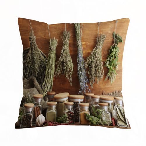 ERRTU Kissenbezug 50x50 cm,getrocknete Kräuter, Gewürze und Pfeffer auf Holzhintergrund,Dekokissen Kissenbezüge Deko Kissen Bezug Wohnzimmer Zierkissen für Sofa Stuhl Bett Garten ERRTU Kissenbezug 50x50 cm,getrocknete Kräuter, Gewürze und Pfeffer auf Holzhintergrund,Dekokissen Kissenbezüge Deko Kissen Bezug Wohnzimmer Zierkissen für Sofa Stuhl Bett Garten von ERRTU