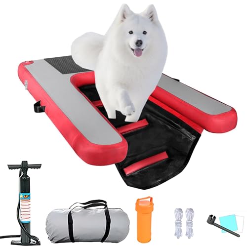 ERRULAN Hunderampe Aufblasbare Hunde Große Aufblasbare Hunde-Wasserrampe Für Boote, 150x100 cm Robuste rutschfeste Hunde-Poolplattform Für Hunde, Perfekt Für Pools, Seen Und Strände(Red) von ERRULAN