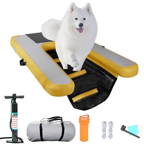 ERRULAN Hunderampe Aufblasbare Hunde Große Aufblasbare Hunde-Wasserrampe Für Boote, 150x100 cm Robuste rutschfeste Hunde-Poolplattform Für Hunde, Perfekt Für Pools, Seen Und Strände(Yellow) von ERRULAN