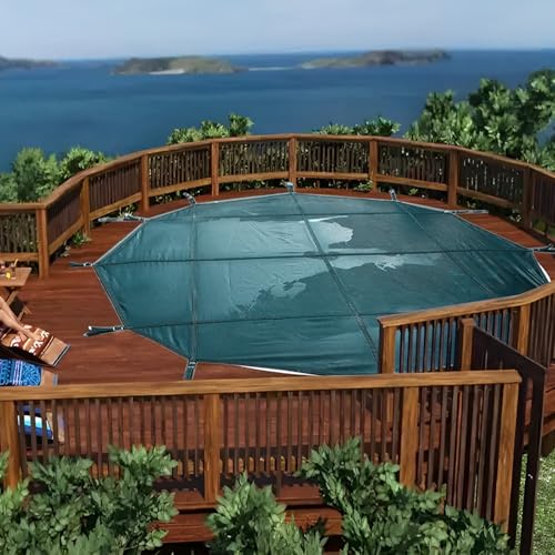 ERRULAN Poolabdeckung Anpassbare Pool-Sicherheitsabdeckungen für eingebaute Pools, runde Poolabdeckung für den Außenbereich mit Montagezubehör(Concrete Floor,Dia 23.5ft/7.1m) von ERRULAN
