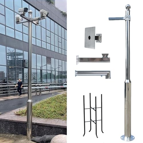 ERRULAN üBerwachungskamera Halterung Sicherheitskamerapfosten für den Außenbereich, Weitwinkel-Kameraüberwachungsmast und Blitzableiterhalterung, Allwetter-CCTV-Montagemast aus Edelstah(Height 3.5m) ERRULAN üBerwachungskamera Halterung Sicherheitskamerapfosten für den Außenbereich, Weitwinkel-Kameraüberwachungsmast und Blitzableiterhalterung, Allwetter-CCTV-Montagemast aus Edelstah(Height 3.5m) von ERRULAN