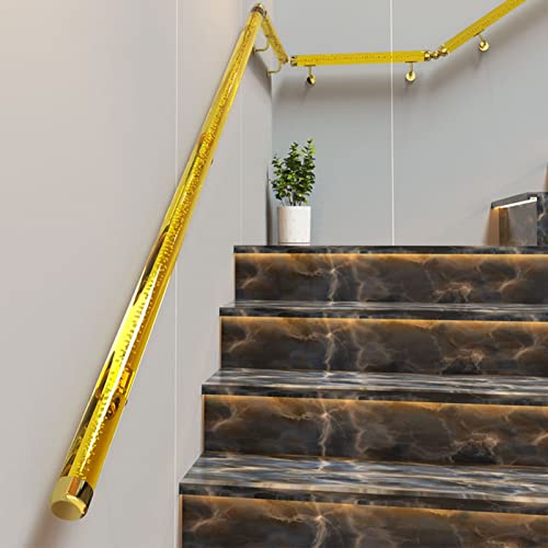 Handläufe Gelber Acryl-Kristall-Treppenhandlauf, Loft-Stufengeländer For Die Sicherheit Älterer Kinder Mit Behinderungen, Haltegriffe An Der Wand Mit Goldenem Befestigungsset ( Size : 300cm/9.8ft (2 p von ERRULAN
