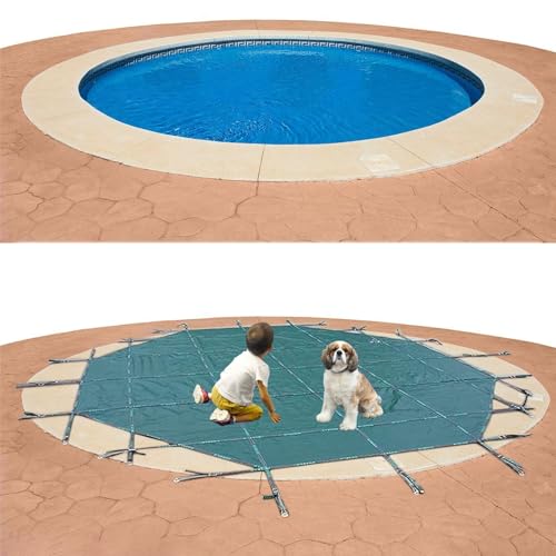 Poolabdeckung Große Winterabdeckung for Runde Oberirdische Pools, Robuste Trennung Von Dickem Schnee/verwelkten Blättern, Rundes Sicherheitsnetz for Kinder(6.7m/22ft) von ERRULAN