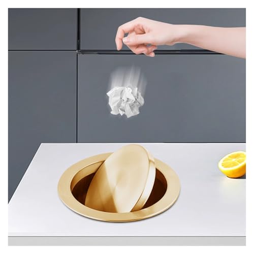 edelstahl mülleimer abdeckung Runder eingebetteter Abfalldeckel für die Arbeitsplatte, integrierte Klappdeckelabdeckung, Restaurant-Mülleimerplatte aus Edelstahl 304(Gold,19.3-23cm/7.6-9in Opening) von ERRULAN
