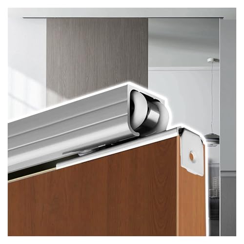 schiebetürbeschlag Schiebetürbeschläge für Schränke 90/120/180/270 cm, Hochleistungs-Bypass-Schrank-Scheunentorschiene, verstecktes Soft-Close- und Open-Taschentür-Kit(Silver,3.6ft/1.1m) von ERRULAN