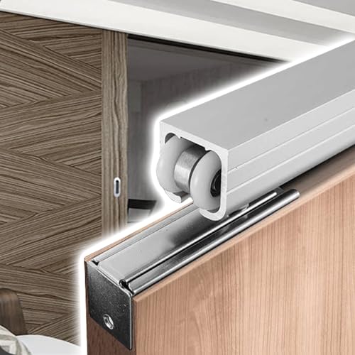 schiebetürbeschlag Schranktürschienen-Set, Bypass-Schiebetürschienen für Scheunentore, Decken-/Wandmontage, Kastenschienen-Schiebetürenschiene, strapazierfähig, für Küche(Black,110.4in/280.4cm) von ERRULAN