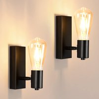 2er-Set Industrielle Innenwandleuchte, Vintage E27 Wandstrahler, verstellbar um 90° oder 360°, Retro-Wandlampe aus schwarzem Metall für Wohnzimmer, von ERSANDY