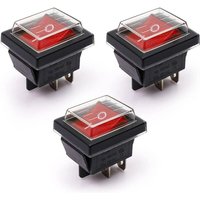 Ersandy - 3 Stücke Rotlicht ein/aus Wippschalter mit wasserdichter Abdeckung 16A/250 v 20A/125 v ac (dpst) von ERSANDY