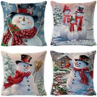 4 Stück Weihnachts-Kissenbezüge, Baumwoll-Leinen-Kissenbezüge, niedliche Cartoon-Weihnachtskissen-Dekoration, 45 x 45 cm, für Autos, Sofas 4 Stück Weihnachts-Kissenbezüge, Baumwoll-Leinen-Kissenbezüge, niedliche Cartoon-Weihnachtskissen-Dekoration, 45 x 45 cm, für Autos, Sofas von ERSANDY