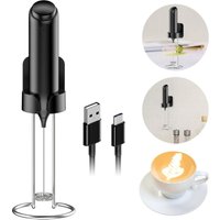 Ersandy - Elektrischer Milchaufschäumer, wiederaufladbarer USB-C-Milchaufschäumer mit Edelstahlständer, automatischer Milchaufschäumer, von ERSANDY