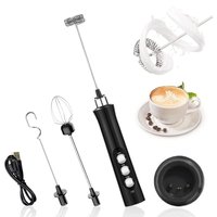 Ersandy - Elektrischer Milchaufschäumer, wiederaufladbarer USB-Milchaufschäumer und elektrischer Mini-Schneebesen mit 3 einstellbaren von ERSANDY