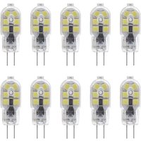 Ersandy - 10er-Pack G4 2W LED-Lampe für Dunstabzugshaubenbeleuchtung, ac/dc 12V, 20W-Halogenlampen-Äquivalent, 200LM, Bi-Pin mit transparenter von ERSANDY