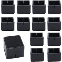 Ersandy - 12 Stück quadratischer Stuhlbeinschutz 42–48 mm Tisch- und Stuhlbeinschutz PVC-Quadratkappen mit Filz schwarz quadratischer Stuhlbeinschutz von ERSANDY