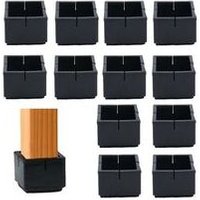 Ersandy - 12 Stück quadratischer Stuhlbeinschutz 49–55 mm Tisch- und Stuhlbeinschutz PVC-Quadratkappen mit Filz schwarz quadratischer Stuhlbeinschutz von ERSANDY