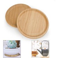 Ersandy - 2 Stück Bambus-Untertassen, 20 cm, rundes Bambus-Tablett, Bambus-Pflanzen-Untersetzer, rundes Serviertablett, Untersetzer, Blumentopf, Holz von ERSANDY