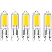 Ersandy - 5 Stück 2 w G9 COB-LED-Glühbirne mit Kapselsockel, 220 v, 200 Lumen, 10 W-20 w Halogenbirne, entspricht für Kronleuchter, von ERSANDY