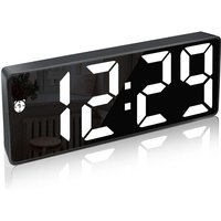 Ersandy - Digitaler Wecker, großes LED-Display, Spiegeloberflächenuhr mit Schlummerfunktion und USB-Ladeanschluss, helligkeitsverstellbarer Wecker von ERSANDY