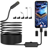 Ersandy - Endoskopkamera, 1920P hd Rohrinspektionskamera, IP67 Endoskopkamera mit 8 LED-Leuchten, 5 m halbstarres Kabel für iPhone iOS iPad Android von ERSANDY