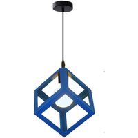 Ersandy - Moderne Industrieleuchte, E27-Käfig-Lampenschirm aus Metall, Deckenleuchte (Cube Blue) von ERSANDY