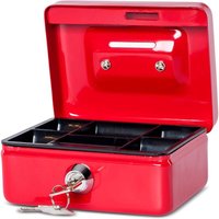 Ersandy - Münzbox aus Stahl Abschließbar und tragbar 12,5x9,5x6cm Mit Münzeinwurf Geeignet als Sparschwein, kleiner Tresor, Geldschublade Rot von ERSANDY