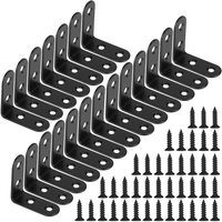 Ersandy - Schwarze Befestigungshalterung, rechtwinklige Halterung, L-förmige Metallhalterungen mit Schrauben für Holzmöbel, Schrankhalterung, 20 von ERSANDY
