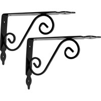 Ersandy - Set mit 2 dekorativen Regalhalterungen 200 x 126 x 25 mm – Farbe: Schwarz – verstärkte rechtwinklige Halterungsträger mit von ERSANDY